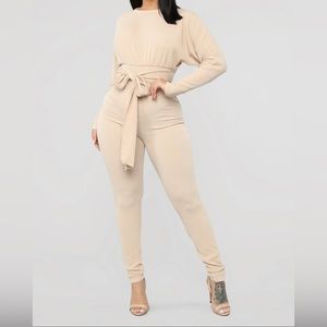 Fashion nova beige jumpsuit S